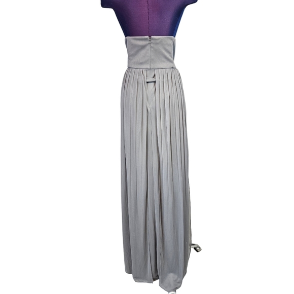 David's Bridal Light Gray Mesh Chiffon Strapless Gown Dress Size 16‎ Women's - Picture 7 of 10